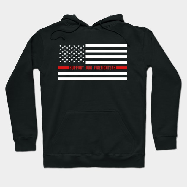 Support Our Firefighters Red Line US Flag Hoodie by APSketches